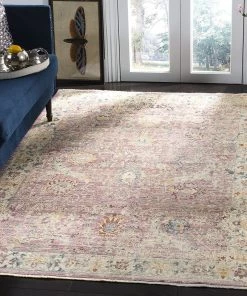 Safavieh Illusion Collection ILL703F Vintage Distressed Viscose Area Rug, Rose / Cream All Area Rugs And Runners