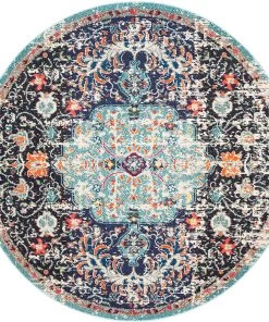 Safavieh All Area Rugs And Runners Madison Collection Boho Chic Medallion Distress Area Rug Black / Teal
