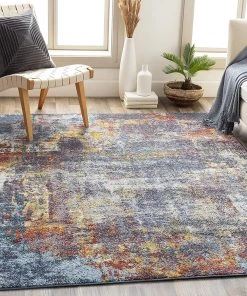 Artistic All Area Rugs And Runners Eira Blue / Orange Soft Area Rug