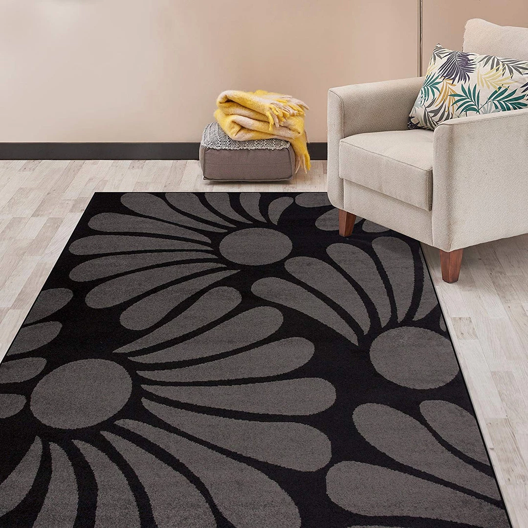 WRG Floral Black Gray Area Rug 1 WRG Floral Black Gray Area Rug