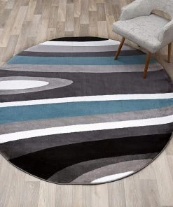 WRG Gray/Grey Blue Abstract Area Rug