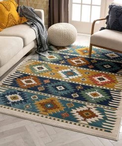 Well Woven All Area Rugs And Runners Noble Blue Southwestern Medallion Soft Rug