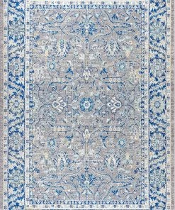 JONATHAN Modern Persian Boho Floral Vintage Gray/Navy Soft Area Rug