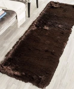 FAS Premium Handmade Silken Chocolate Plush Shag Area Rug All Area Rugs And Runners