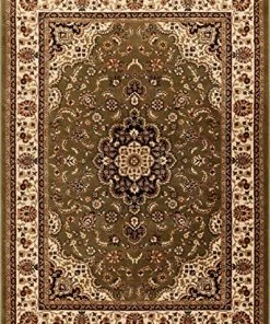 Ww Kashan Medallion Green Traditional Soft Area Rug 17 Ww Kashan Medallion Green Traditional Soft Area Rug