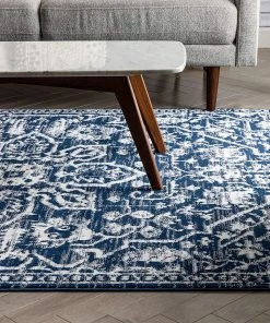 Well Woven All Area Rugs And Runners Dazzle DISA Vintage Medallion Dark Blue Soft Area Rug