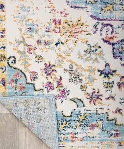 WRG Vintage Medallion Floral Ivory Blue Soft Area Rug 13 WRG Vintage Medallion Floral Ivory Blue Soft Area Rug