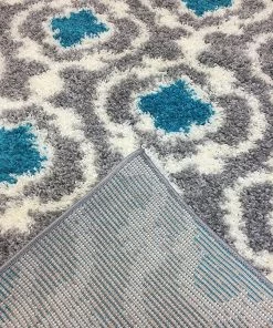 Free Std. Shipping 4-6 Days Gray Turquoise Blue Shag Area Rug