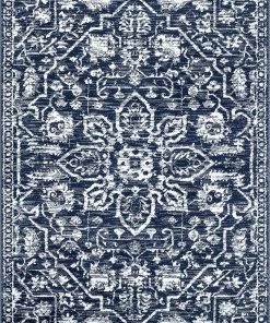 Well Woven All Area Rugs And Runners Dazzle DISA Vintage Medallion Dark Blue Soft Area Rug