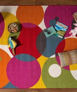 WRG All Area Rugs And Runners Vibrant Circle Area Rug Non-Slip/ No Skid