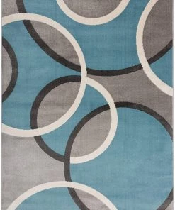 SUP Contemporary Abstract Circles Soft Light Blue Gray Area Rug All Area Rugs And Runners