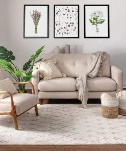 WW Trellis Ivory Distressed Lattice Area Rugs