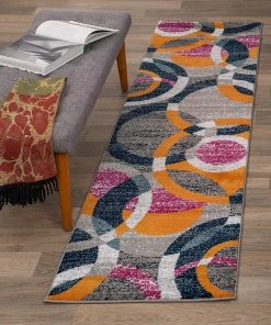 WRG Orange Fuchsia Multi-Color Soft Circles Area Rug All Area Rugs And Runners