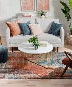 Ww Renni Multi Multi Red Blue Abstract Geometric Distressed Pattern Boho Area Rug