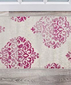 WRG Floral Damask Pink Ivory Area Rug All Area Rugs And Runners