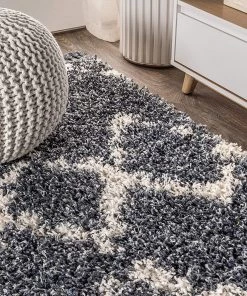 Jonathan All Area Rugs And Runners Mercer Plush Tassel Moroccan Tribal Geometric Trellis Denim Blue/Cream Shag Area Rug 17 Jonathan All Area Rugs And Runners Mercer Plush Tassel Moroccan Tribal Geometric Trellis Denim Blue/Cream Shag Area Rug