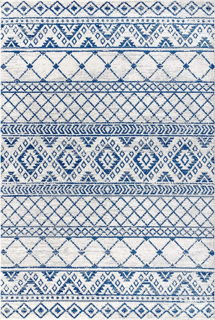 JONATHAN All Area Rugs And Runners Moroccan HYPE Boho Vintage Tribal Cream/Blue Soft Area Rug Cream/blue 2 JONATHAN All Area Rugs And Runners Moroccan HYPE Boho Vintage Tribal Cream/Blue Soft Area Rug Cream/blue
