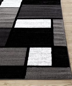 WRG Box Pattern Gray/Grey Black White Area Rug All Area Rugs And Runners 8 WRG Box Pattern Gray/Grey Black White Area Rug All Area Rugs And Runners
