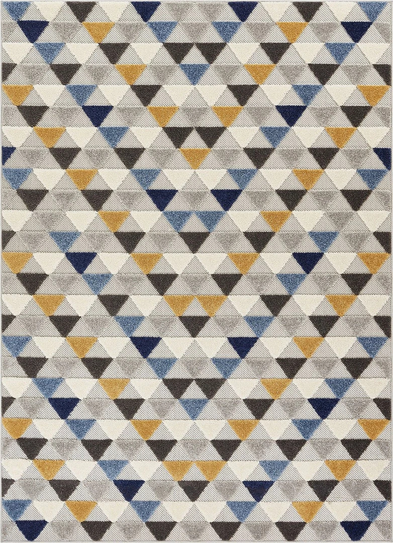 WRG All Area Rugs And Runners Geometric Triangles Blue Yellow High Traffic Stain Resistant Indoor Outdoor Area Rug 3 WRG All Area Rugs And Runners Geometric Triangles Blue Yellow High Traffic Stain Resistant Indoor Outdoor Area Rug