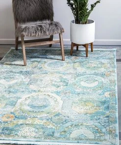Unique Loom Baracoa Collection Bright Tones Vintage Traditional Light Blue Area Rug All Area Rugs And Runners
