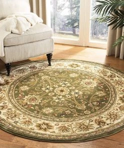 Safavieh Lyndhurst Collection Traditional Oriental Non-Shedding Stain Resistant Living Room Bedroom Soft Area Rug Sage / Ivory