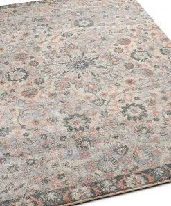 WW Vintage Floral Medallion Gray/Grey Pink Area Rugs All Area Rugs And Runners
