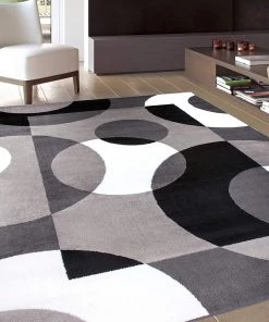 WRG Circle Gray White Black Soft Area Rug All Area Rugs And Runners