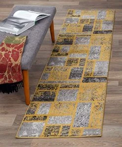 WRG All Area Rugs And Runners Boxes Pattern Mustard Yellow Gray Area Rug