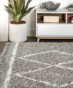 Jonathan All Area Rugs And Runners Mercer Plush Tassel Moroccan Tribal Geometric Trellis Area Rugs, Denim Blue/Cream 13 Jonathan All Area Rugs And Runners Mercer Plush Tassel Moroccan Tribal Geometric Trellis Area Rugs, Denim Blue/Cream