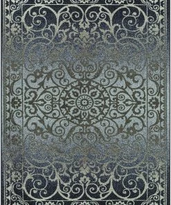 Modern Rugs And Decor Maples Rugs Pelham Vintage Runner Rug Non Slip Washable Navy/Grey All Area Rugs And Runners