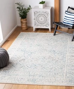 Modern Rugs And Decor All Area Rugs And Runners Moroccan Boho Distressed Area Rug, Ivory / Turquoise