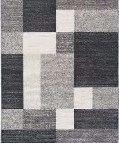 WRG Box Pattern Gray/Grey Area Rug Non-Slip Non Skid