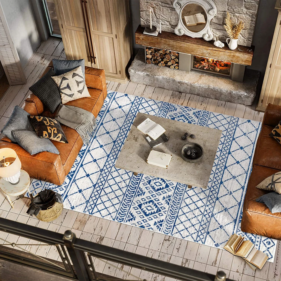 JONATHAN All Area Rugs And Runners Moroccan HYPE Boho Vintage Tribal Cream/Blue Soft Area Rug Cream/blue 5 JONATHAN All Area Rugs And Runners Moroccan HYPE Boho Vintage Tribal Cream/Blue Soft Area Rug Cream/blue