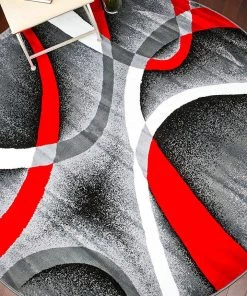 WW All Area Rugs And Runners Abstract Swirls Grey Red Soft Area Rugs
