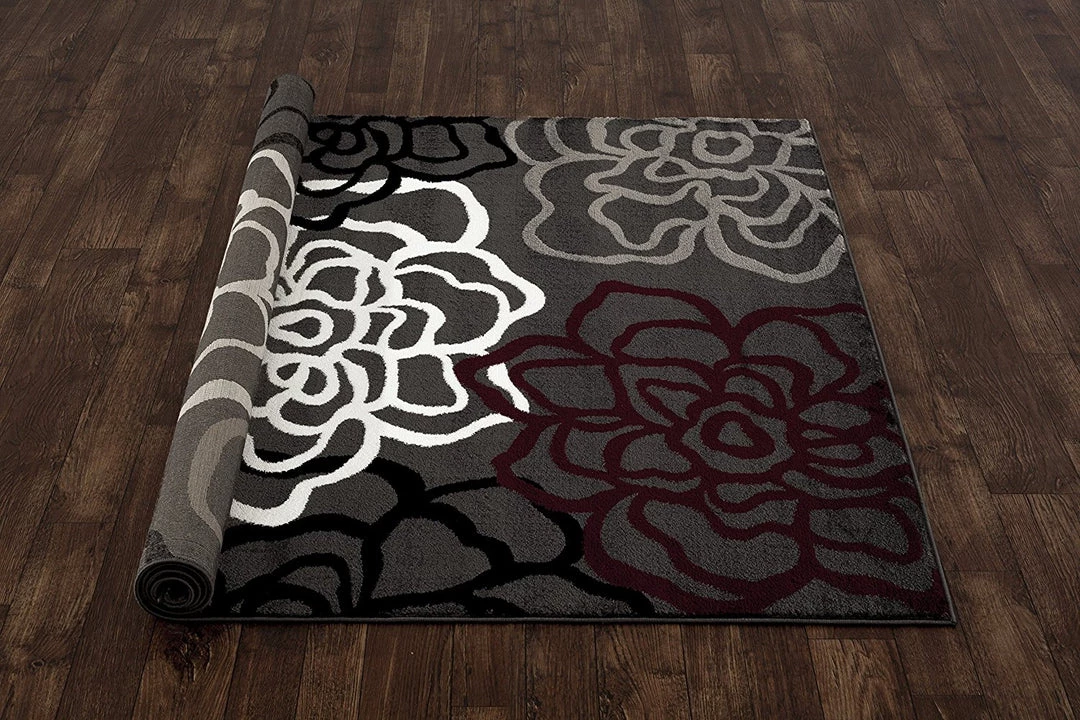 WRG Floral Gray/Grey Red White Area Rug All Area Rugs And Runners 5 WRG Floral Gray/Grey Red White Area Rug All Area Rugs And Runners