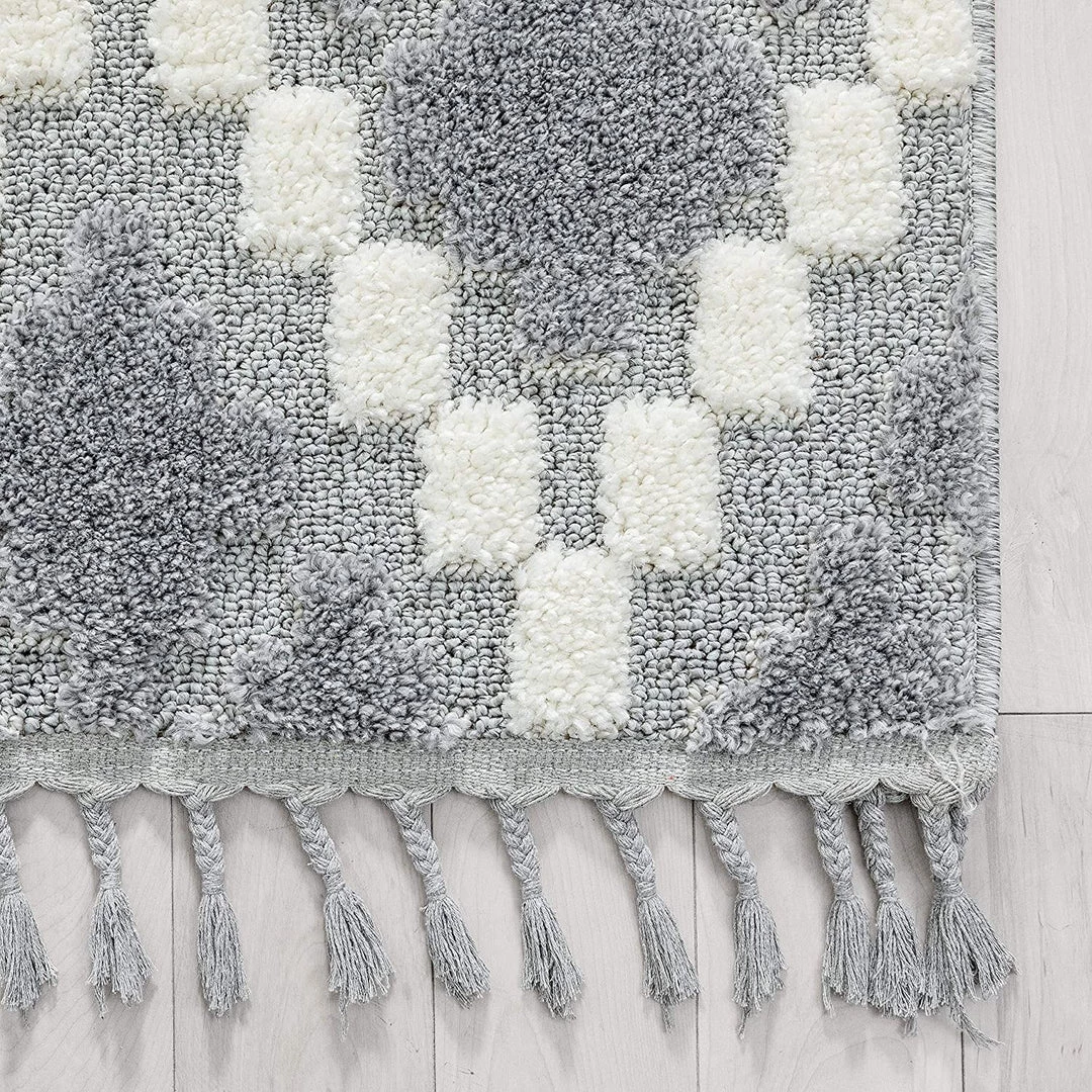 Well Woven Mallorie Grey Cream Tribal Ethnic High-Lo Textured | Diamond Medallion Area Rug 3 Well Woven Mallorie Grey Cream Tribal Ethnic High-Lo Textured | Diamond Medallion Area Rug