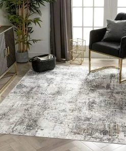 Unique Loom All Area Rugs And Runners Arcata Grey Machine Washable Contemporary Abstract Distressed Area Rug