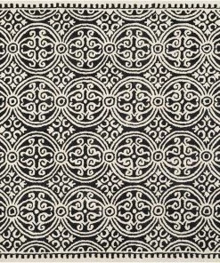 FAS All Area Rugs And Runners Handcrafted Geometric Black Ivory Premium Wool Soft Area Rug