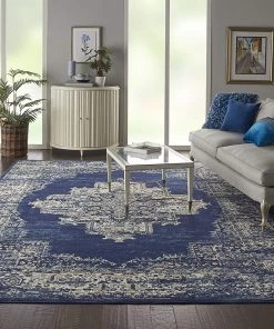 NOUR Navy Blue Distressed Persian Area Rugs All Area Rugs And Runners