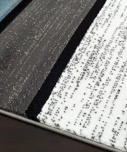 WRG Box Pattern Gray/Grey Blue White Area Rug