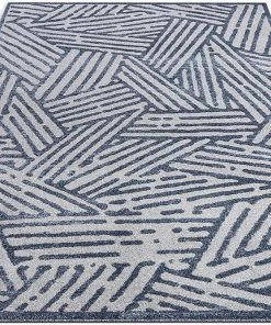 Well Woven Gizelda Blue Geometric Lines Pattern Area Rug All Area Rugs And Runners