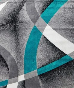 Persian-rugs Abstract Swirls Turquoise Soft Area Rugs