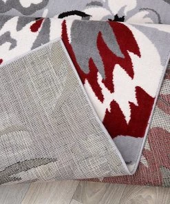 WRG All Area Rugs And Runners Gray/Grey Red White Floral Area Rugs