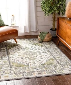 Unique Loom All Area Rugs And Runners Aryn Green Tribal Medallion Pattern Area Rug