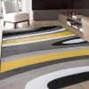 WRG All Area Rugs And Runners Gray/Grey Yellow Abstract Area Rug