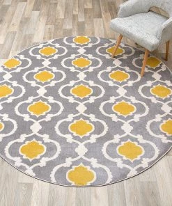 WRG Trellis Gray/Grey Yellow Indoor Area Rug