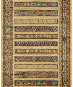 WW Tribal Pattern Tan Navy Blue Soft Area Rug