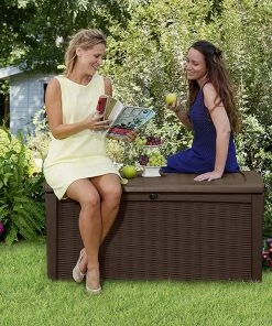 COL Home Décor All Weather Outdoor Patio Garden Storage Bench Deck Box - 110 Gallon