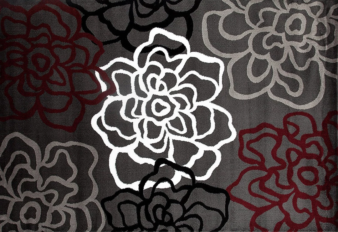 WRG Floral Gray/Grey Red White Area Rug All Area Rugs And Runners 9 WRG Floral Gray/Grey Red White Area Rug All Area Rugs And Runners