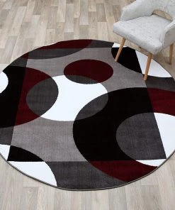 WRG All Area Rugs And Runners Circle Gray/Grey Burgundy Area Rug 19 WRG All Area Rugs And Runners Circle Gray/Grey Burgundy Area Rug